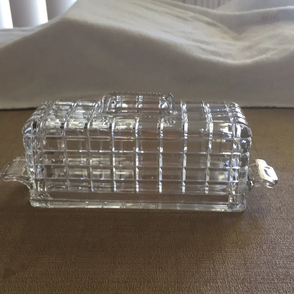 RARE Vintage Heisey Victorian Clear 1/4 Pound Covered Butter Dish with Handles